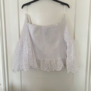 White eyelet off the shoulder top - XL